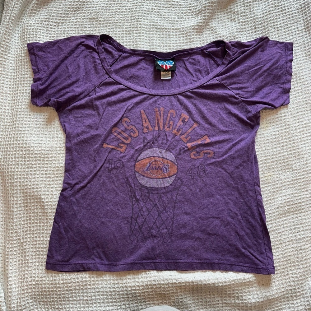Los Angeles Lakers Purple Womens size small Junk Food top LA basketball t shirt - Picture 3 of 6